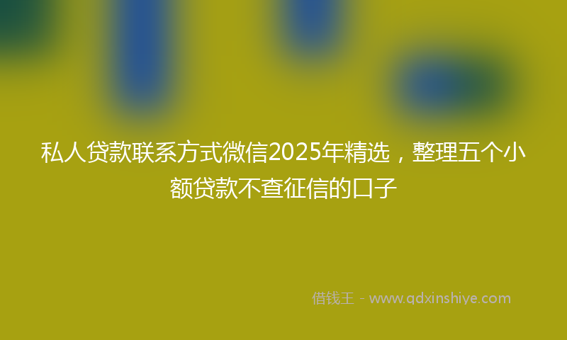 私人贷款联系方式微信2025年精选，整理五个小额贷款不查征信的口子