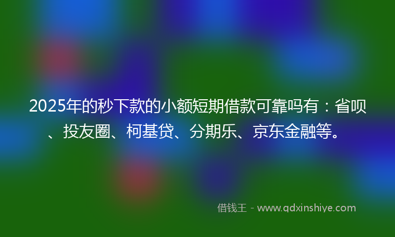 2025年的秒下款的小额短期借款可靠吗有：省呗、投友圈、柯基贷、分期乐、京东金融等。