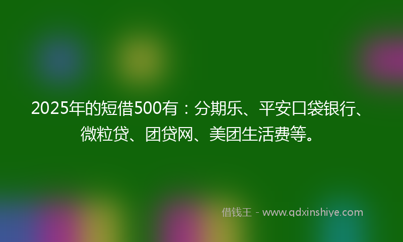 2025年的短借500有：分期乐、平安口袋银行、微粒贷、团贷网、美团生活费等。