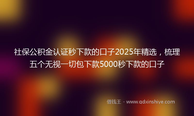 社保公积金认证秒下款的口子2025年精选，梳理五个无视一切包下款5000秒下款的口子
