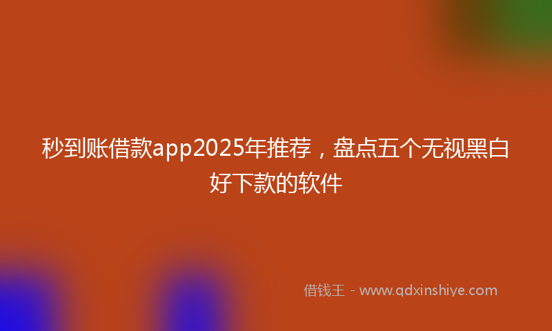 秒到账借款app2025年推荐，盘点五个无视黑白好下款的软件