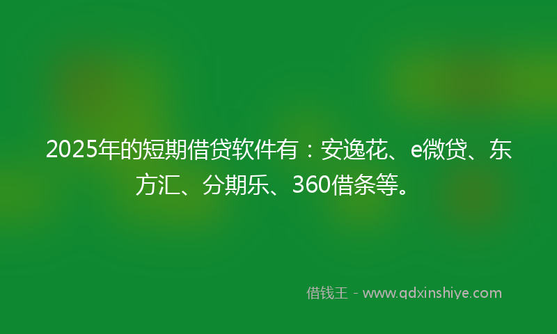 2025年的短期借贷软件有：安逸花、e微贷、东方汇、分期乐、360借条等。