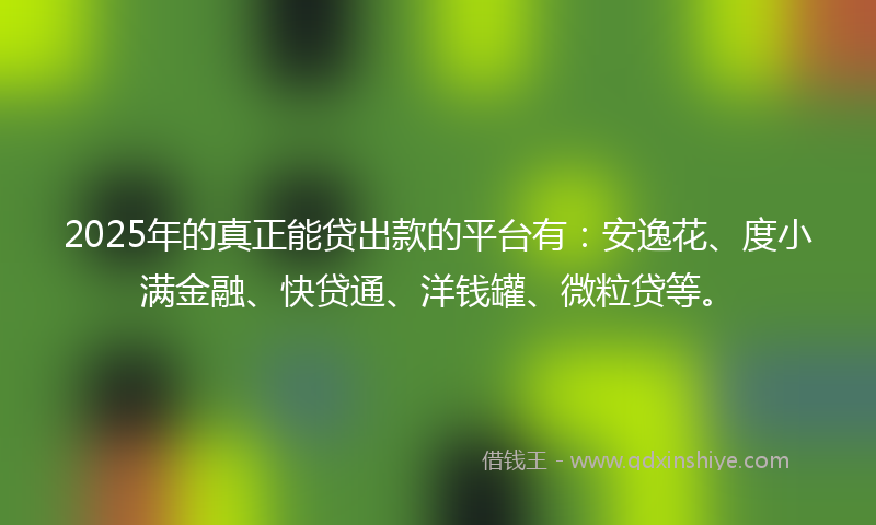 2025年的真正能贷出款的平台有：安逸花、度小满金融、快贷通、洋钱罐、微粒贷等。