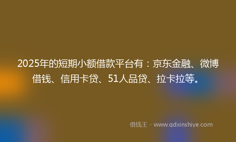 2025年的短期小额借款平台有:京东金融、微博借钱、信用卡贷、51人品贷、拉卡拉等。