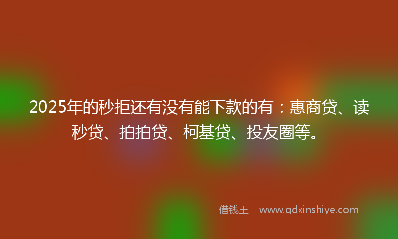 2025年的秒拒还有没有能下款的有：惠商贷、读秒贷、拍拍贷、柯基贷、投友圈等。