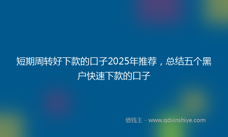短期周转好下款的口子2025年推荐，总结五个黑户快速下款的口子