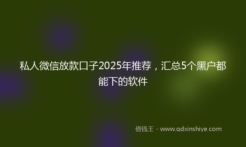 私人微信放款口子2025年推荐，汇总5个黑户都能下的软件