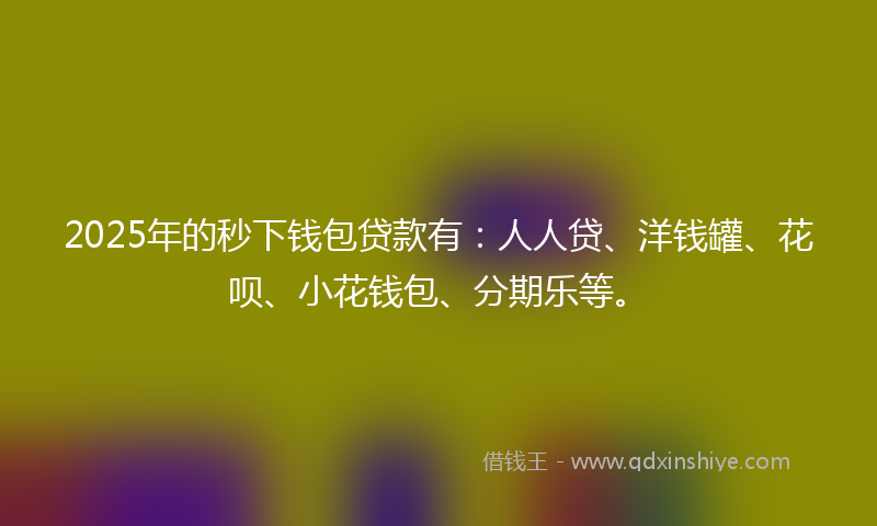 2025年的秒下钱包贷款有：人人贷、洋钱罐、花呗、小花钱包、分期乐等。