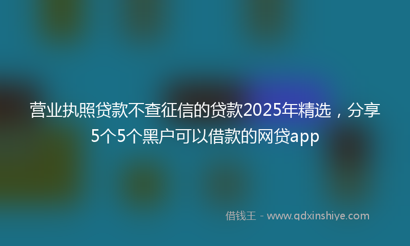 营业执照贷款不查征信的贷款2025年精选，分享5个5个黑户可以借款的网贷app