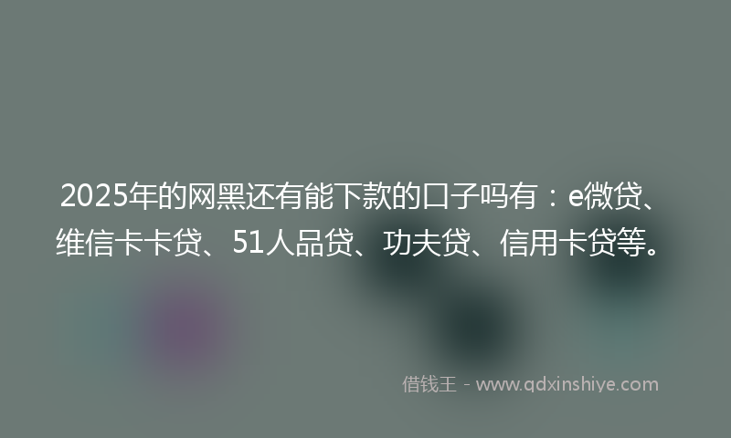 2025年的网黑还有能下款的口子吗有：e微贷、维信卡卡贷、51人品贷、功夫贷、信用卡贷等。