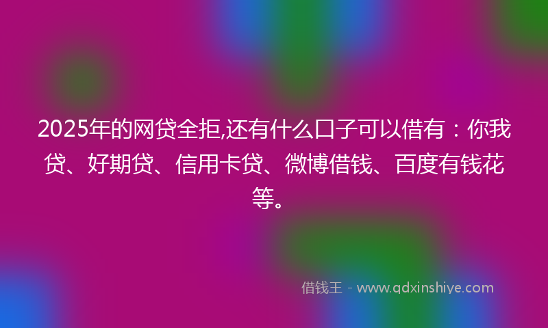 2025年的网贷全拒,还有什么口子可以借有：你我贷、好期贷、信用卡贷、微博借钱、百度有钱花等。
