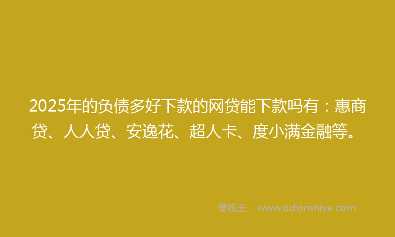 2025年的负债多好下款的网贷能下款吗有：惠商贷、人人贷、安逸花、超人卡、度小满金融等。