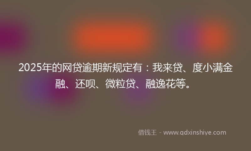 2025年的网贷逾期新规定有：我来贷、度小满金融、还呗、微粒贷、融逸花等。