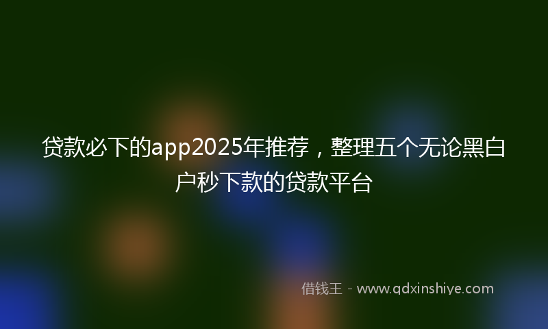 贷款必下的app2025年推荐，整理五个无论黑白户秒下款的贷款平台