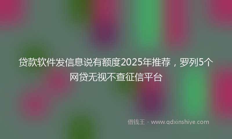 贷款软件发信息说有额度2025年推荐，罗列5个网贷无视不查征信平台