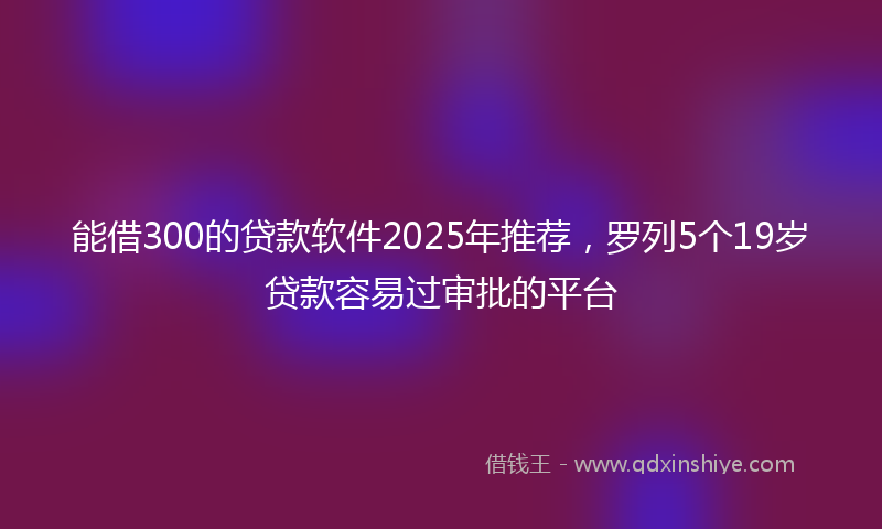 能借300的贷款软件2025年推荐，罗列5个19岁贷款容易过审批的平台