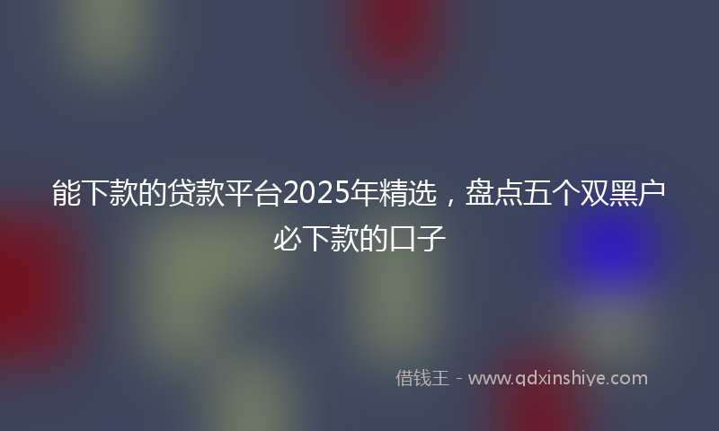 能下款的贷款平台2025年精选，盘点五个双黑户必下款的口子