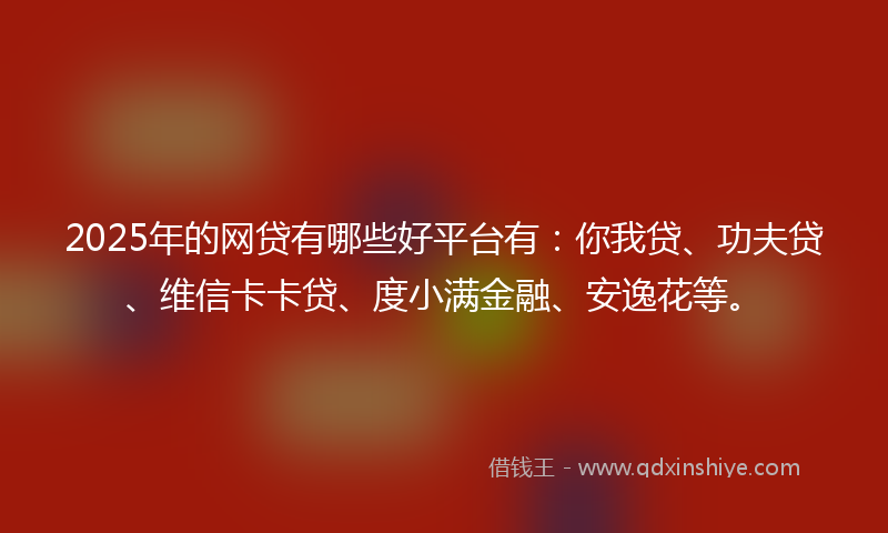 2025年的网贷有哪些好平台有：你我贷、功夫贷、维信卡卡贷、度小满金融、安逸花等。