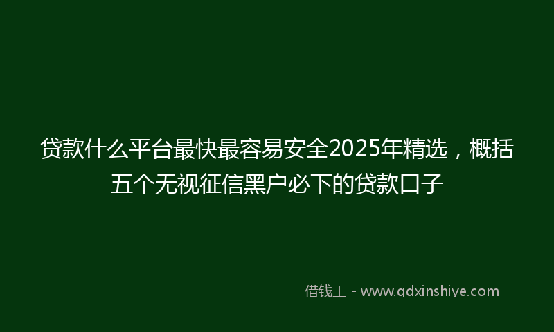 贷款什么平台最快最容易安全2025年精选，概括五个无视征信黑户必下的贷款口子
