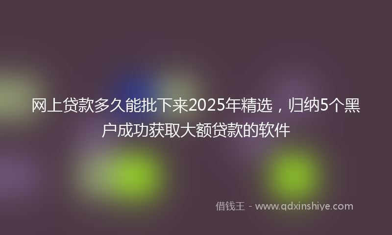 网上贷款多久能批下来2025年精选，归纳5个黑户成功获取大额贷款的软件