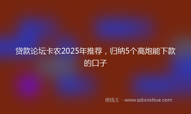 贷款论坛卡农2025年推荐，归纳5个高炮能下款的口子