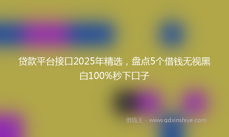 贷款平台接口2025年精选，盘点5个借钱无视黑白100%秒下口子