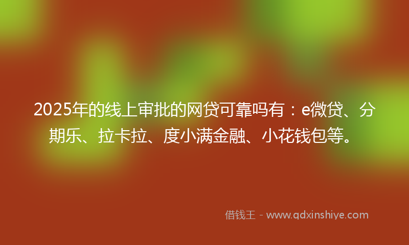 2025年的线上审批的网贷可靠吗有：e微贷、分期乐、拉卡拉、度小满金融、小花钱包等。