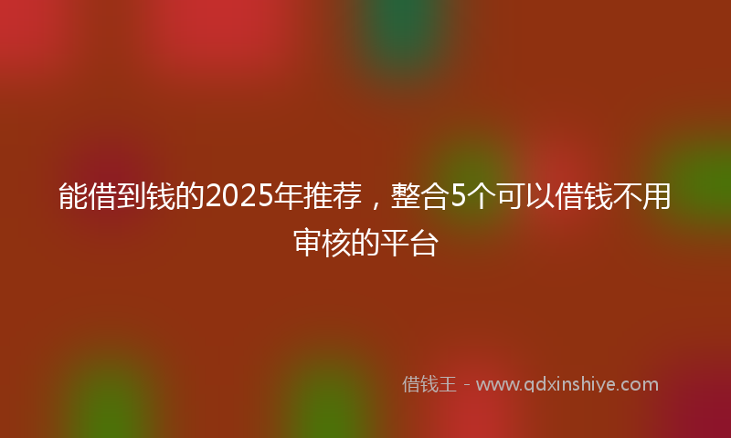 能借到钱的2025年推荐，整合5个可以借钱不用审核的平台
