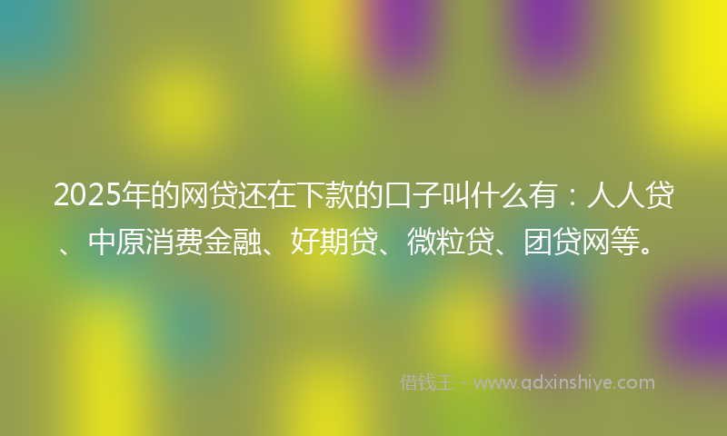 2025年的网贷还在下款的口子叫什么有：人人贷、中原消费金融、好期贷、微粒贷、团贷网等。