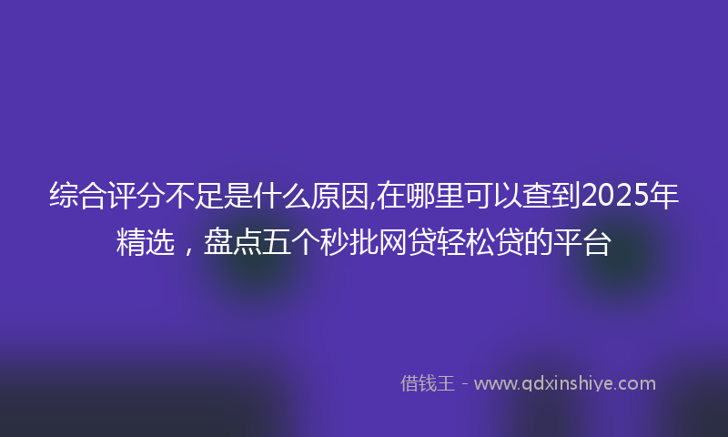 综合评分不足是什么原因,在哪里可以查到2025年精选，盘点五个秒批网贷轻松贷的平台