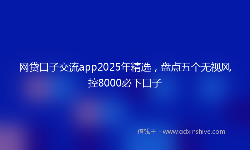 网贷口子交流app2025年精选，盘点五个无视风控8000必下口子