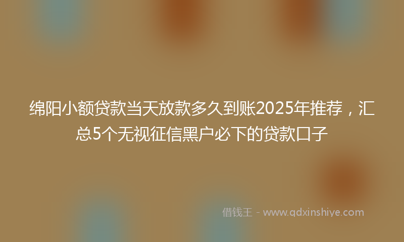 绵阳小额贷款当天放款多久到账2025年推荐，汇总5个无视征信黑户必下的贷款口子