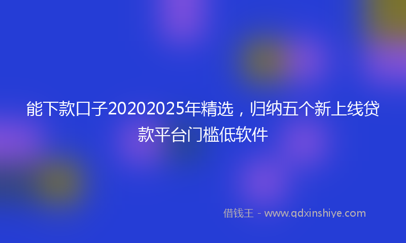 能下款口子20202025年精选，归纳五个新上线贷款平台门槛低软件