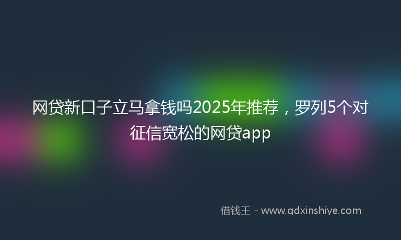 网贷新口子立马拿钱吗2025年推荐，罗列5个对征信宽松的网贷app