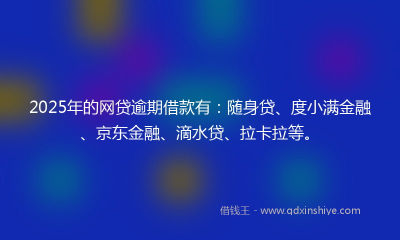 2025年的网贷逾期借款有：随身贷、度小满金融、京东金融、滴水贷、拉卡拉等。