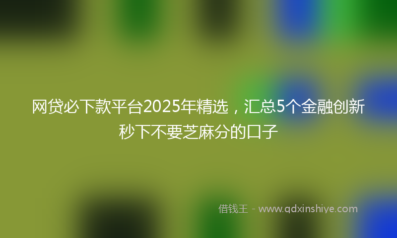 网贷必下款平台2025年精选，汇总5个金融创新秒下不要芝麻分的口子