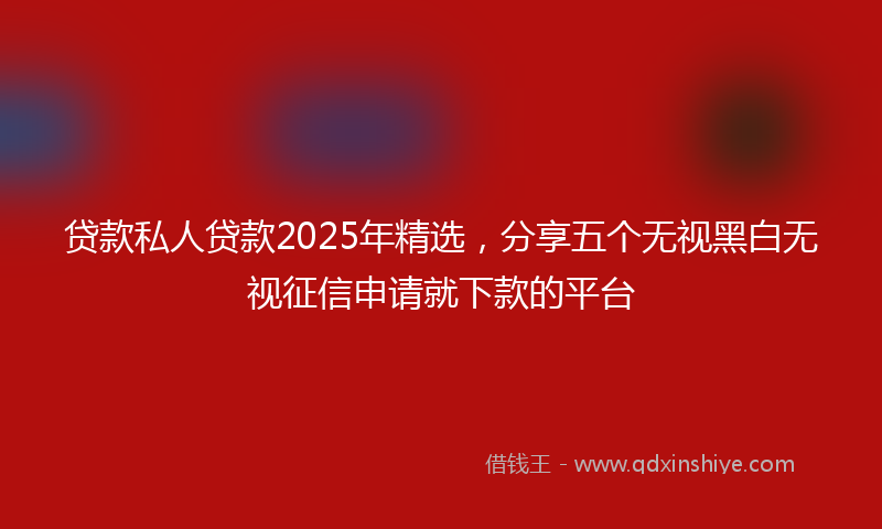贷款私人贷款2025年精选，分享五个无视黑白无视征信申请就下款的平台