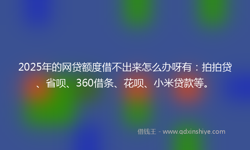 2025年的网贷额度借不出来怎么办呀有：拍拍贷、省呗、360借条、花呗、小米贷款等。