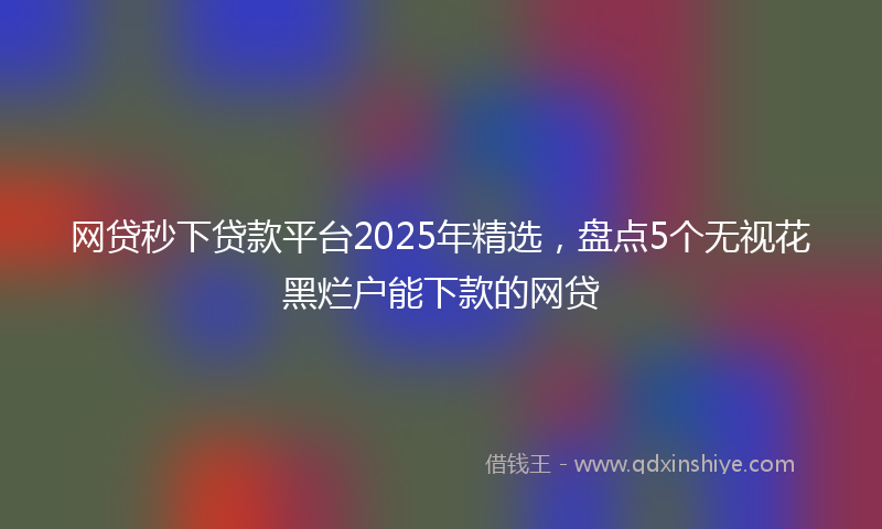 网贷秒下贷款平台2025年精选，盘点5个无视花黑烂户能下款的网贷