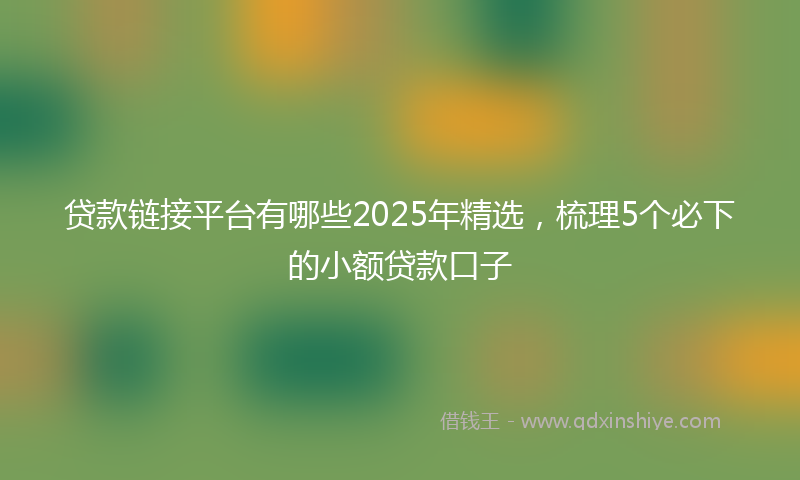 贷款链接平台有哪些2025年精选，梳理5个必下的小额贷款口子