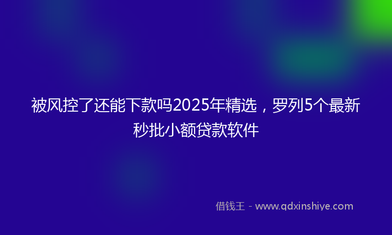 被风控了还能下款吗2025年精选，罗列5个最新秒批小额贷款软件