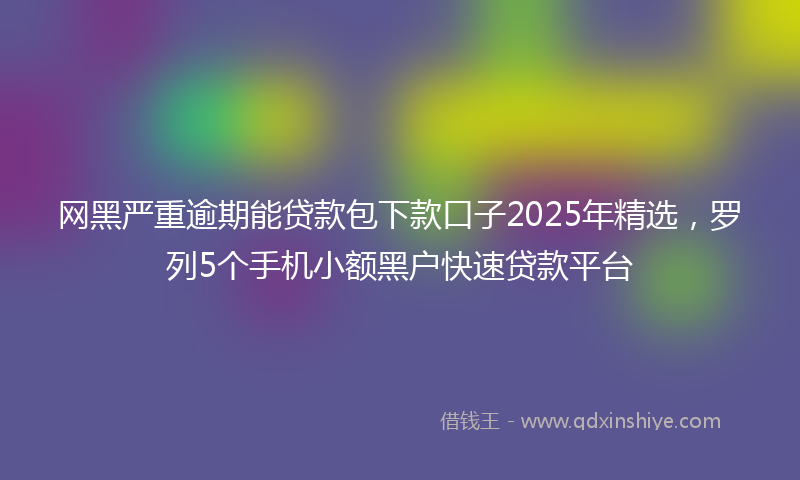 网黑严重逾期能贷款包下款口子2025年精选，罗列5个手机小额黑户快速贷款平台