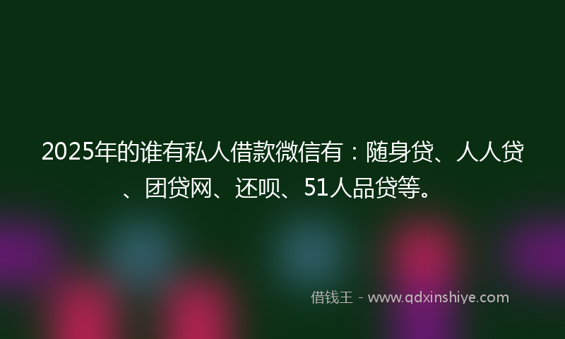 2025年的谁有私人借款微信有：随身贷、人人贷、团贷网、还呗、51人品贷等。