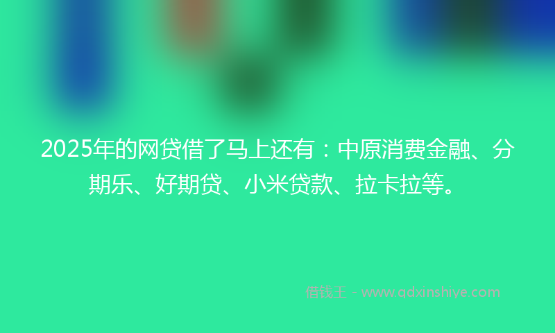 2025年的网贷借了马上还有：中原消费金融、分期乐、好期贷、小米贷款、拉卡拉等。