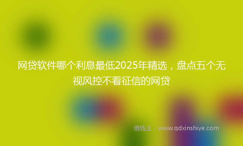 网贷软件哪个利息最低2025年精选，盘点五个无视风控不看征信的网贷