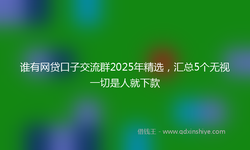 谁有网贷口子交流群2025年精选，汇总5个无视一切是人就下款