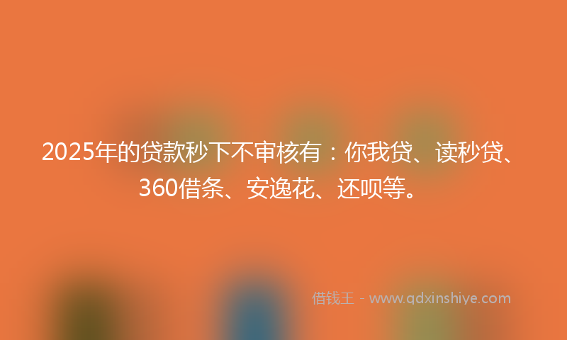 2025年的贷款秒下不审核有：你我贷、读秒贷、360借条、安逸花、还呗等。