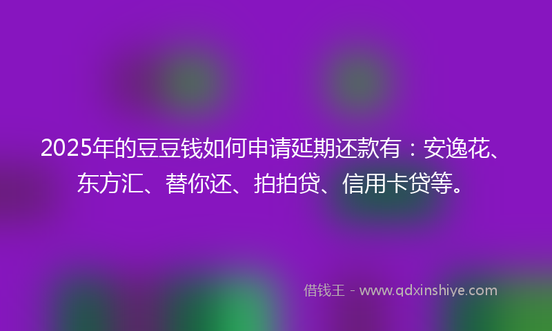 2025年的豆豆钱如何申请延期还款有：安逸花、东方汇、替你还、拍拍贷、信用卡贷等。