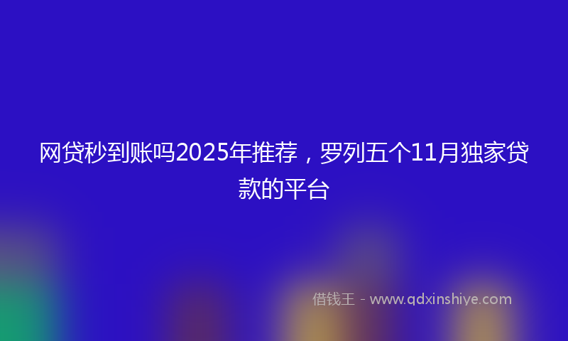 网贷秒到账吗2025年推荐，罗列五个11月独家贷款的平台