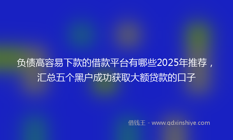 负债高容易下款的借款平台有哪些2025年推荐，汇总五个黑户成功获取大额贷款的口子